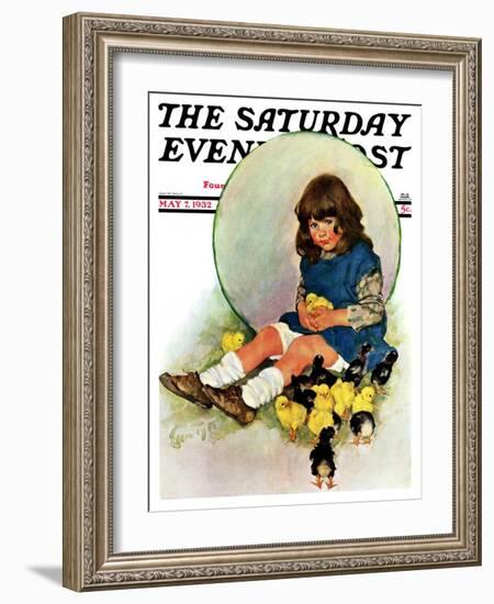 "Baby Chicks," Saturday Evening Post Cover, May 7, 1932-Ellen Pyle-Framed Giclee Print