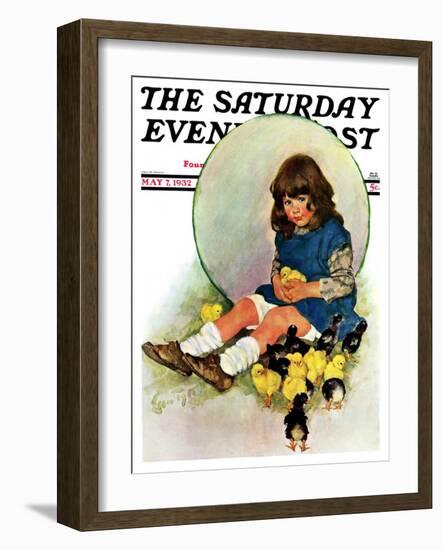 "Baby Chicks," Saturday Evening Post Cover, May 7, 1932-Ellen Pyle-Framed Giclee Print