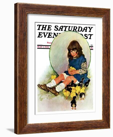 "Baby Chicks," Saturday Evening Post Cover, May 7, 1932-Ellen Pyle-Framed Giclee Print