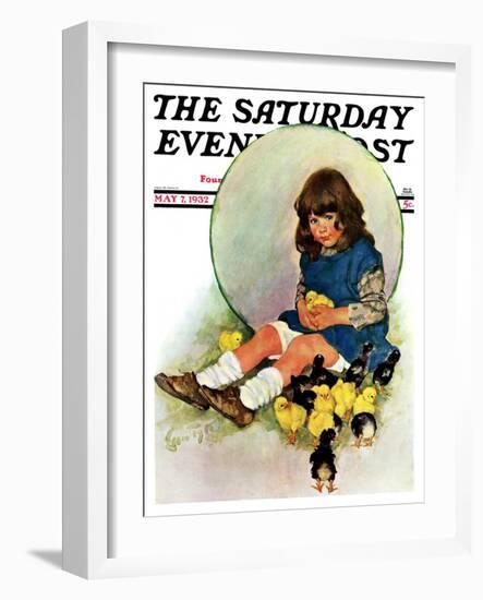 "Baby Chicks," Saturday Evening Post Cover, May 7, 1932-Ellen Pyle-Framed Giclee Print