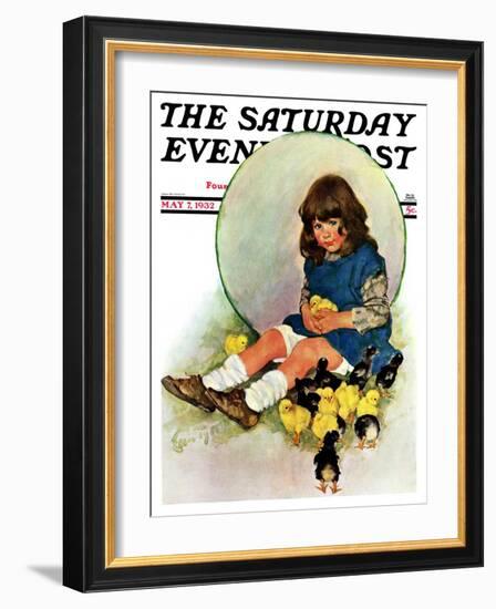 "Baby Chicks," Saturday Evening Post Cover, May 7, 1932-Ellen Pyle-Framed Giclee Print