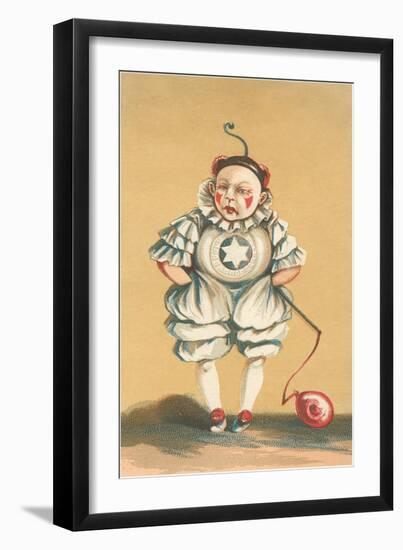 Baby Clown with Balloon on String-null-Framed Art Print