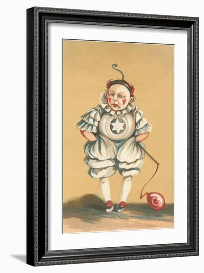 Baby Clown with Balloon on String-null-Framed Art Print