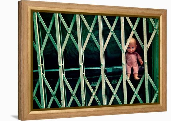 Baby Doll Through Security Fence NYC-null-Framed Stretched Canvas