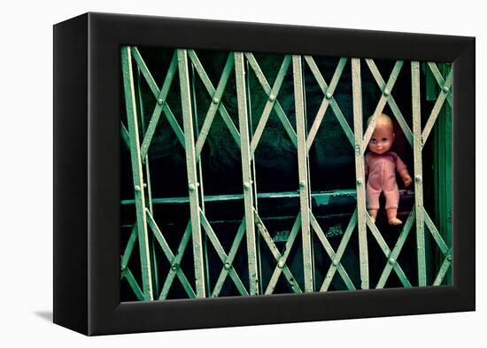 Baby Doll Through Security Fence NYC-null-Framed Stretched Canvas