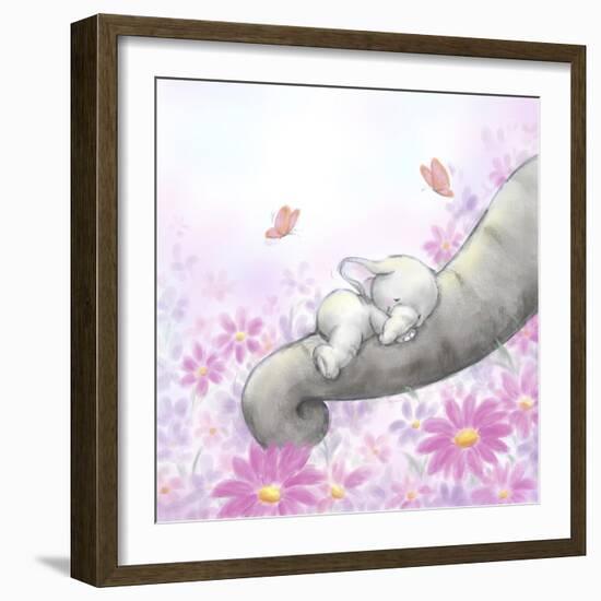 Baby Elepant Sleeping-MAKIKO-Framed Giclee Print