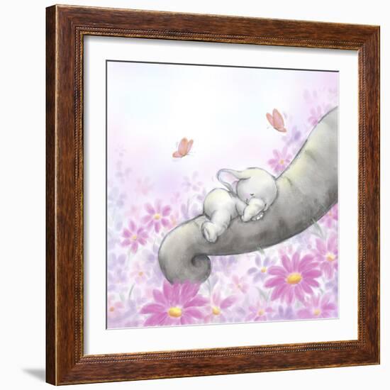 Baby Elepant Sleeping-MAKIKO-Framed Giclee Print