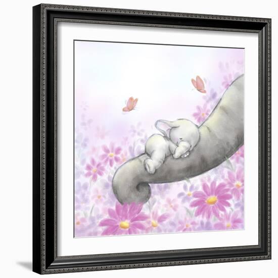 Baby Elepant Sleeping-MAKIKO-Framed Giclee Print