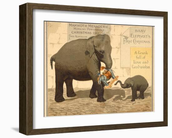 Baby Elephant's First Christmas, Christmas Card, 1890-Unknown Artist-Framed Giclee Print