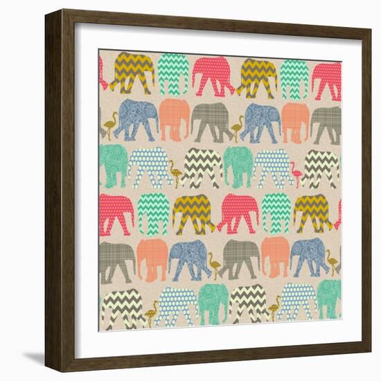 Baby Elephants and Flamingos-Sharon Turner-Framed Premium Giclee Print