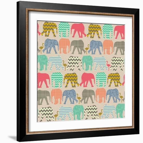 Baby Elephants and Flamingos-Sharon Turner-Framed Premium Giclee Print