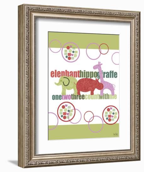 Baby Elephants Hippo Giraffe-Bee Sturgis-Framed Art Print