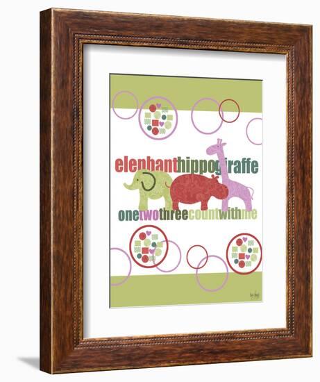 Baby Elephants Hippo Giraffe-Bee Sturgis-Framed Art Print