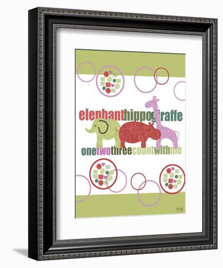 Baby Elephants Hippo Giraffe-Bee Sturgis-Framed Art Print