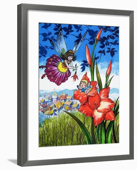 Baby Fairy in a Flower-Jesus Blasco-Framed Giclee Print