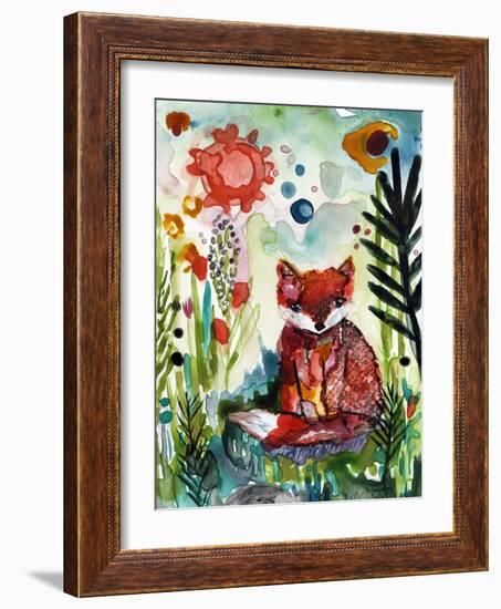 Baby Fox in the Garden-Wyanne-Framed Giclee Print