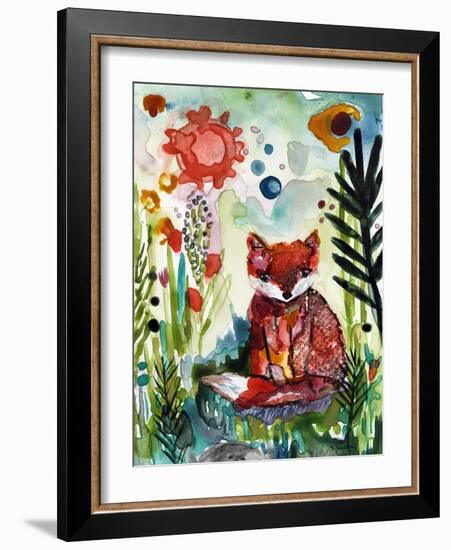 Baby Fox in the Garden-Wyanne-Framed Giclee Print