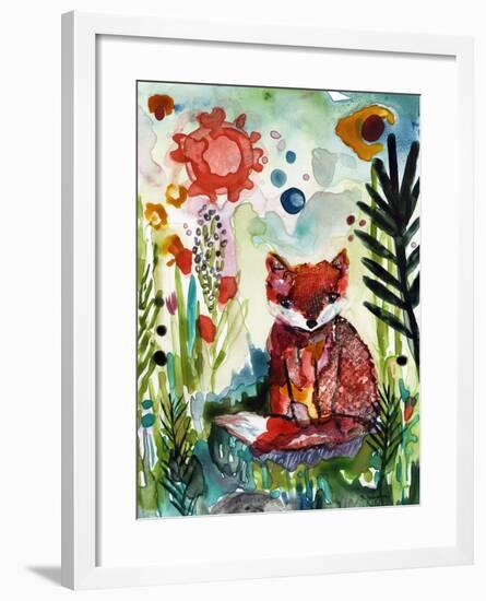 Baby Fox in the Garden-Wyanne-Framed Giclee Print