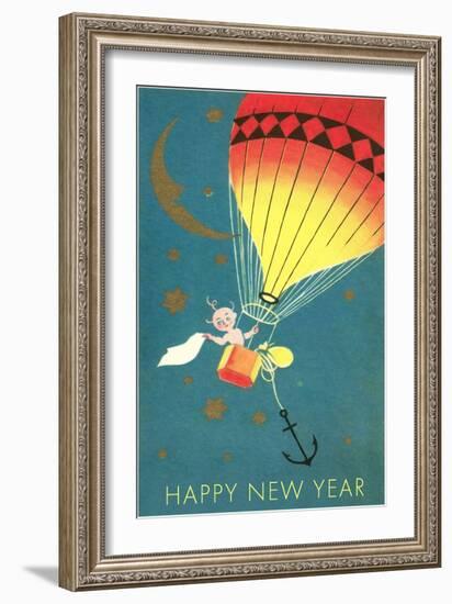 Baby in Balloon Gondola-null-Framed Art Print