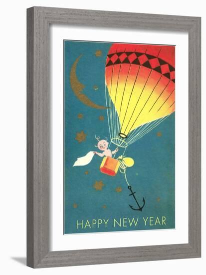 Baby in Balloon Gondola-null-Framed Art Print