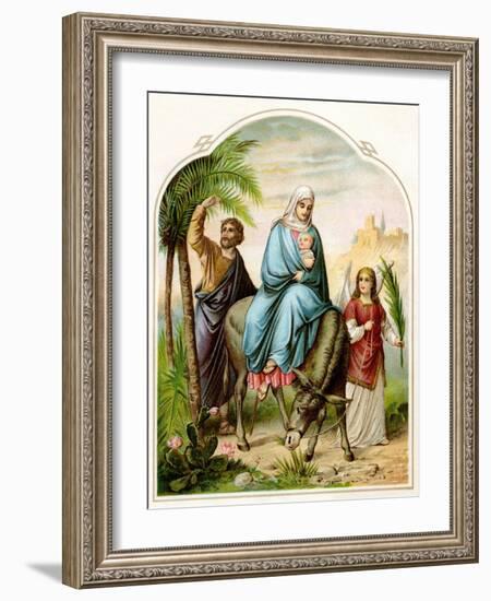 Baby Jesus and Family Leaving-null-Framed Art Print