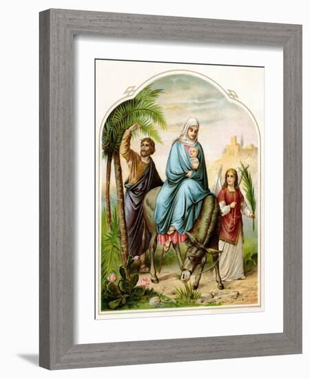Baby Jesus and Family Leaving-null-Framed Art Print