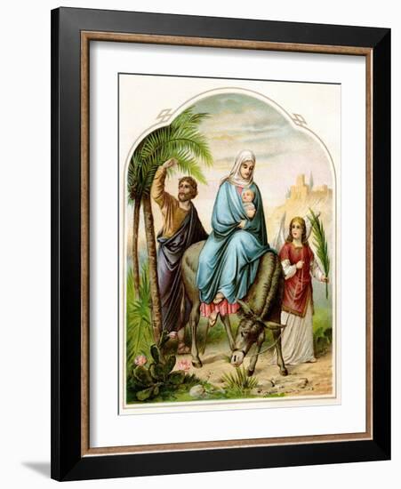 Baby Jesus and Family Leaving-null-Framed Art Print