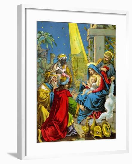 Baby Jesus Receives Gifts-null-Framed Art Print