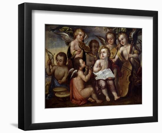 Baby Jesus with Angels Playing Musical Instruments, 17th Century-Juan Correa-Framed Giclee Print