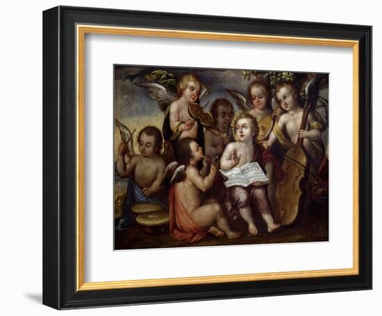 Baby Jesus with Angels Playing Musical Instruments, 17th Century-Juan Correa-Framed Giclee Print