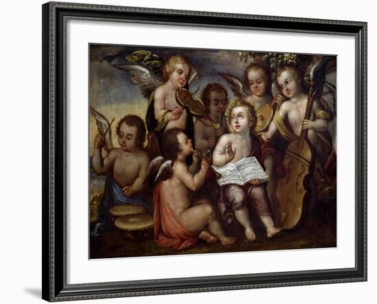 Baby Jesus with Angels Playing Musical Instruments, 17th Century-Juan Correa-Framed Giclee Print