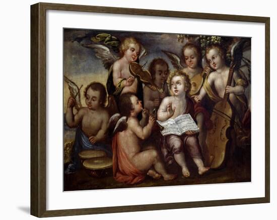 Baby Jesus with Angels Playing Musical Instruments, 17th Century-Juan Correa-Framed Giclee Print