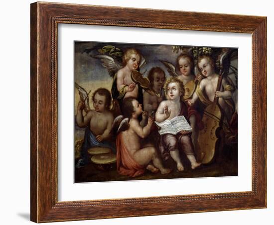 Baby Jesus with Angels Playing Musical Instruments, 17th Century-Juan Correa-Framed Giclee Print