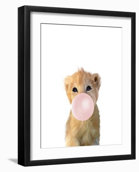 Baby Lion Bubble Gum-Leah Straatsma-Framed Art Print