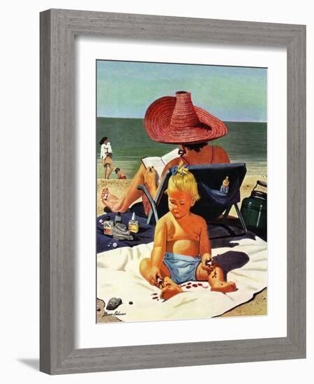 "Baby & Nail Polish", July 22, 1950-Stevan Dohanos-Framed Giclee Print