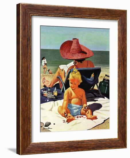 "Baby & Nail Polish", July 22, 1950-Stevan Dohanos-Framed Giclee Print