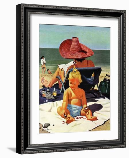 "Baby & Nail Polish", July 22, 1950-Stevan Dohanos-Framed Giclee Print