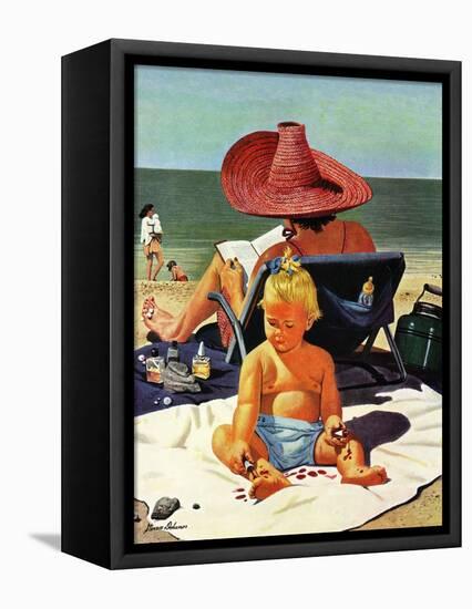 "Baby & Nail Polish", July 22, 1950-Stevan Dohanos-Framed Premier Image Canvas