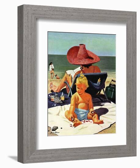 "Baby & Nail Polish", July 22, 1950-Stevan Dohanos-Framed Giclee Print