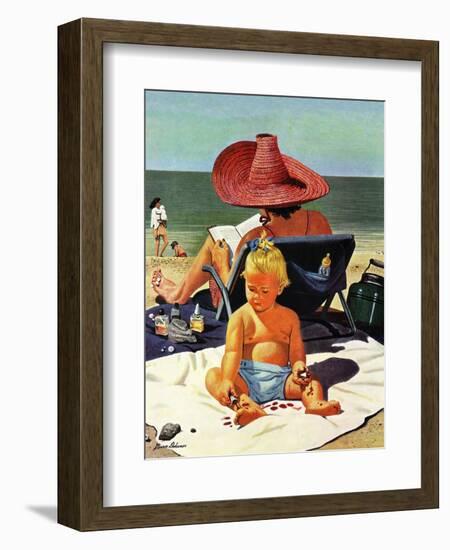 "Baby & Nail Polish", July 22, 1950-Stevan Dohanos-Framed Giclee Print