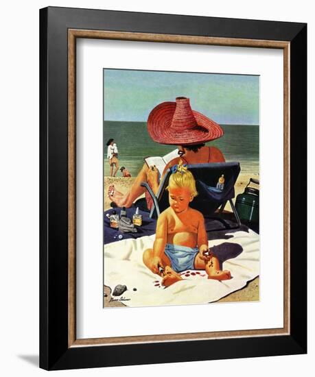 "Baby & Nail Polish", July 22, 1950-Stevan Dohanos-Framed Giclee Print