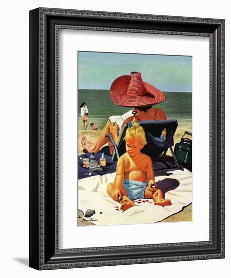 "Baby & Nail Polish", July 22, 1950-Stevan Dohanos-Framed Giclee Print