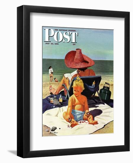 "Baby & Nail Polish" Saturday Evening Post Cover, July 22, 1950-Stevan Dohanos-Framed Giclee Print