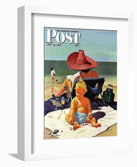 "Baby & Nail Polish" Saturday Evening Post Cover, July 22, 1950-Stevan Dohanos-Framed Giclee Print