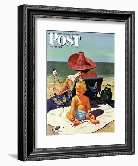 "Baby & Nail Polish" Saturday Evening Post Cover, July 22, 1950-Stevan Dohanos-Framed Giclee Print