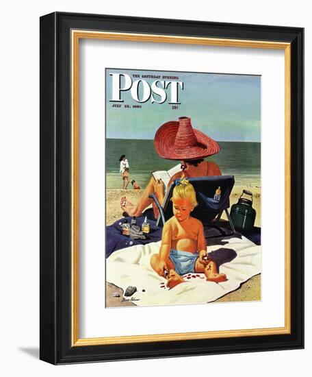 "Baby & Nail Polish" Saturday Evening Post Cover, July 22, 1950-Stevan Dohanos-Framed Giclee Print
