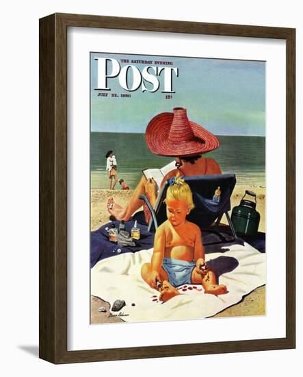 "Baby & Nail Polish" Saturday Evening Post Cover, July 22, 1950-Stevan Dohanos-Framed Giclee Print