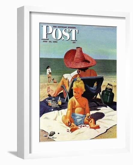 "Baby & Nail Polish" Saturday Evening Post Cover, July 22, 1950-Stevan Dohanos-Framed Giclee Print