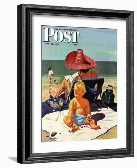 "Baby & Nail Polish" Saturday Evening Post Cover, July 22, 1950-Stevan Dohanos-Framed Giclee Print