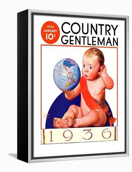 "Baby New Year 1936," Country Gentleman Cover, January 1, 1936-William Meade Prince-Framed Premier Image Canvas